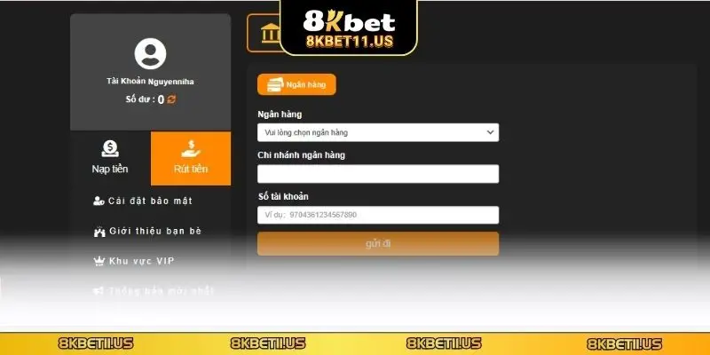 Hướng dẫn quy trình rút tiền 8KBET từ A - Z